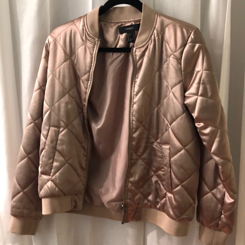 F21 GOLD BOMBER JACKET